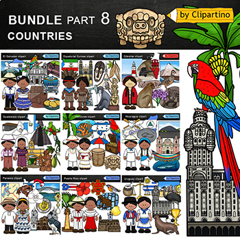 Preview of Countries Clip Art Bundle PART 8/ Uruguay/ Guatemala/ Puerto Rico/ Panama