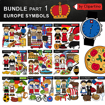 Preview of Europe Countries Clip art Bundle-PART1 /England /France /Germany /Commercial use