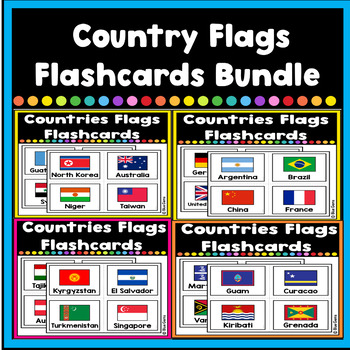 Preview of Countries Flags Flashcards Bundle (5 Sets)