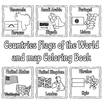 Preview of Countries Flags of the World and map Coloring Book