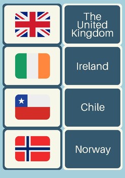 Preview of Countries Memory Game Flashcards for Preschool, Kindergarten, Montessori