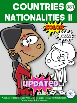 Preview of Countries and Nationalities II. Flash Cards. Big packet. Color and b&w ver.