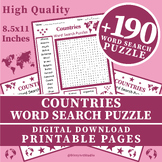 Countries Word Search Puzzle Worksheet Activity Pages
