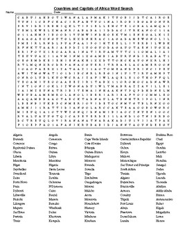 word countries search africa crossword capitals keys subject geography