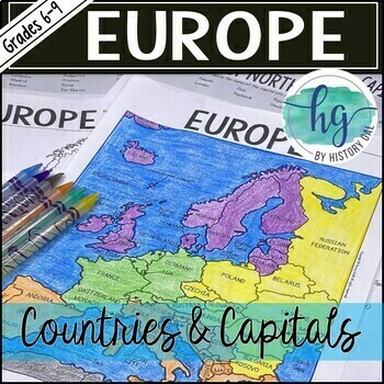 Preview of Countries and Capitals of Europe Map Activity