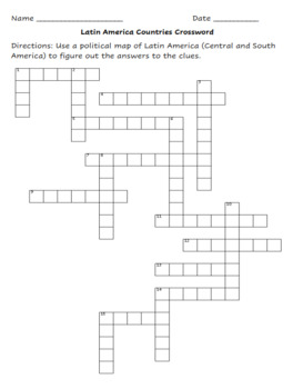 Preview of Countries and Capitals of Latin America Crossword Puzzles and Word Searches