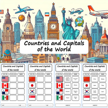 Preview of Countries and Capitals of the world / Flag-themed game