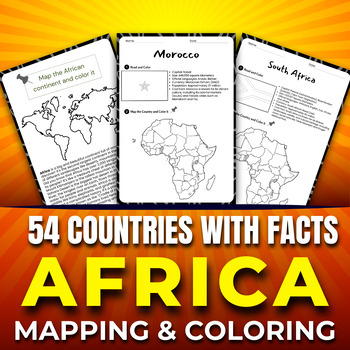 Preview of Countries and Territories of African Continent Worksheets, Mapping and Coloring