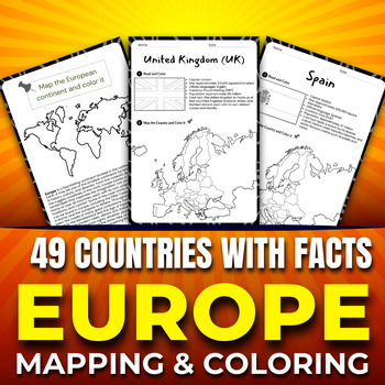 Preview of Countries and Territories of European Continent Worksheets, Mapping and Coloring