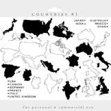 Countries clipart - country clip art geography map USA Fra