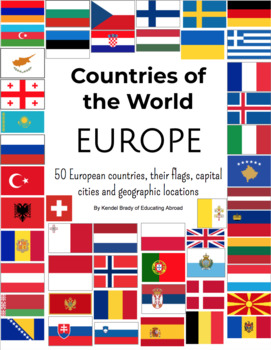 Preview of Countries in Europe Posters | Flags with Capital Cities and Location on Map