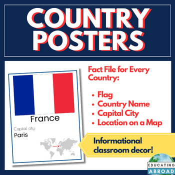 Countries of Europe - Classroom Posters, Word Walls,Flag Cards,with Map and  Flag