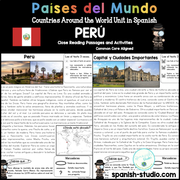 Preview of Countries in Spanish: Perú
