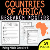 Countries of AFRICA Research Poster Set (54 POSTERS)
