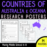 Countries of AUSTRALIA & OCEANIA Research Poster Set (14 POSTERS)