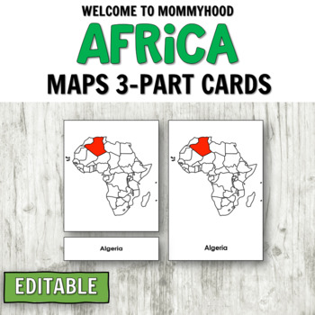 Preview of Countries of Africa 3-Part Cards for Montessori Map or Geography Activities