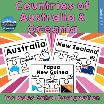Preview of Countries of Australia and Oceania Geography Puzzles | Sahul Geography Puzzles