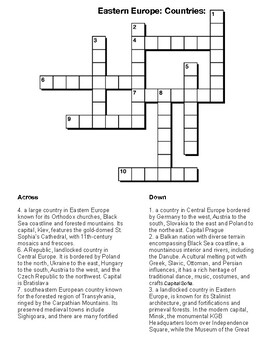 Countries of Eastern Europe Map crossword by Northeast Education