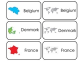 Countries of Europe Printable Picture Word Preschool Flash Cards.