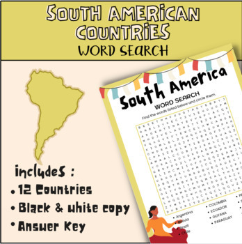 Preview of Countries of South America Word Search