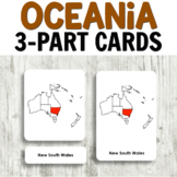 Countries of Oceania 3-Part Cards: Montessori Map or Geogr
