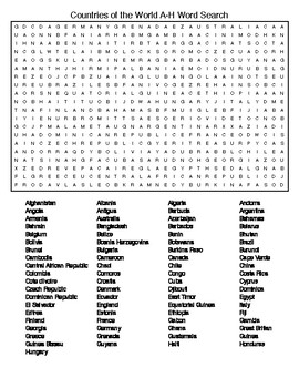 Preview of Countries of the World A-Z Word Search Puzzles