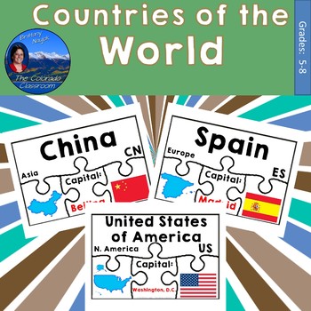 Preview of Countries of the World Geography Puzzles Bundle
