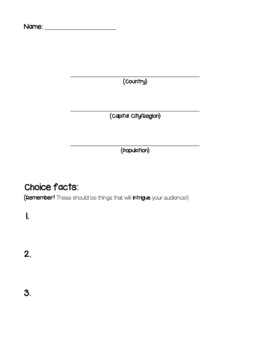 Preview of Countries of the World Planning Sheet Freebie