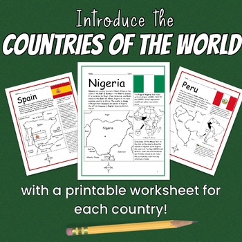 Preview of Countries of the World A to Z Printable Geography Worksheets with Maps Bundle