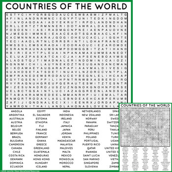 Countries Word Search Teaching Resources | Teachers Pay Teachers