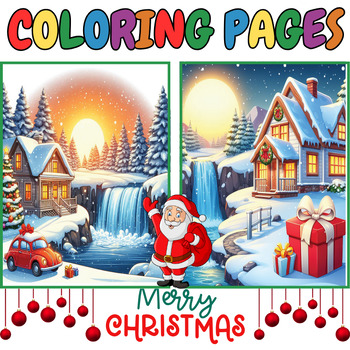 Preview of Country Christmas Coloring Pages, Holiday Christmas Activities & Coloring Book