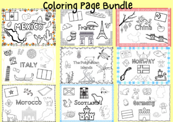 Preview of Country Coloring Pages Bundle