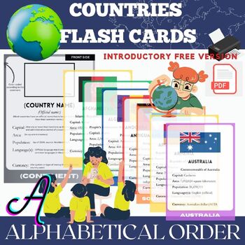 Preview of Country Facts FLASH CARDS of the World - Starting with A (FREE VERSION)