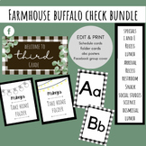 Country Farmhouse Buffalo Plaid schedule cards, ABC poster