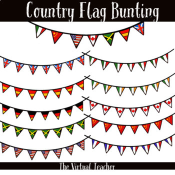 Preview of Country Flags - Bunting - Clipart - Personal and Commercial Use!