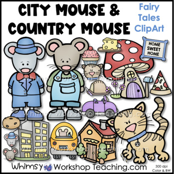 Preview of Country Mouse City Mouse Clip Art Images Color Black White