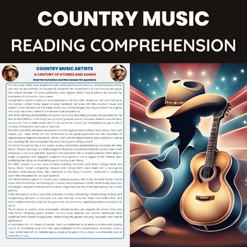Preview of Country Music Reading Comprehension | History of Country Music