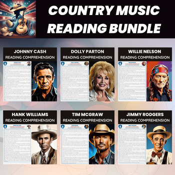 Preview of Country Music Artists and Singers Reading Comprehension Bundle