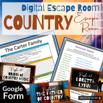 Preview of Country Music Escape Room - Learn About Country Music!