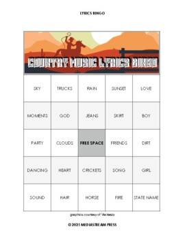 Preview of Country Music Lyric Bingo