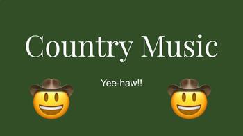 Preview of Country Music Pt. 1 Lesson (Music Appreciation or Band/Choir Sub Plans)