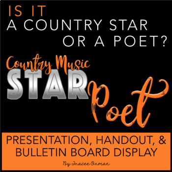 Preview of Country Music Star or Poet - Bulletin Board, Quiz, & Presentation