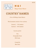 Country Names Bingo Game (H&I Bingo Game Sheets) - 4 X 4