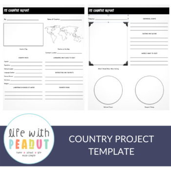 Preview of Country Project Template, Project Based Learning, Distance Learning