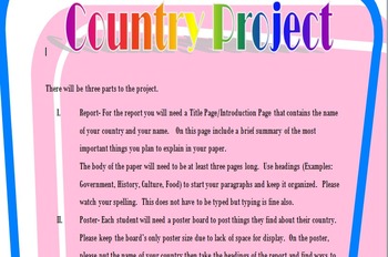 Preview of Country Projects and Report for Students