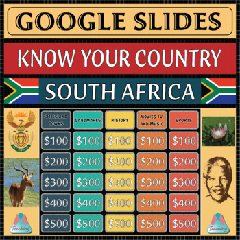 Preview of Country Quiz - South Africa (w/ Optional Researchable Questions) Google Slides