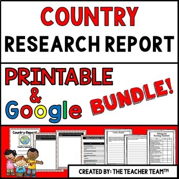 Preview of Country Report Printable and Google Slides Bundle
