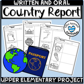 Preview of Work From Home Writing Projects Country Project Template and Graphic Organizers