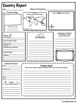 Country Report Template by Green Apple Lessons | TpT