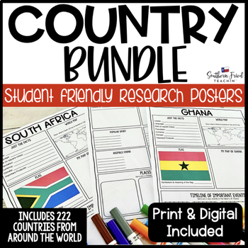 Preview of Country Research Project Posters BUNDLE (Version 2) - Printable & Digital